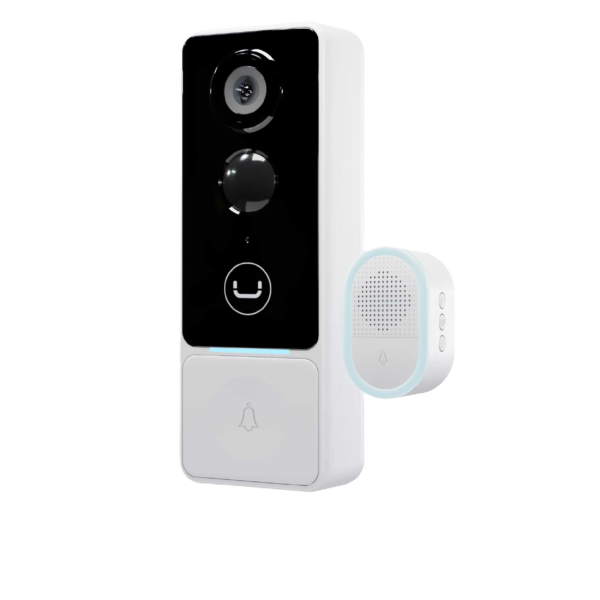 Unno Tekno Smart Video Doorbell Bell 1 1080p With Battery & Chime-CM1481WT