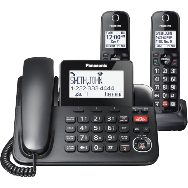 Panasonic Corded/Cordless Phone with 2 Handsets Expandable up to 6 Cordless Handsets