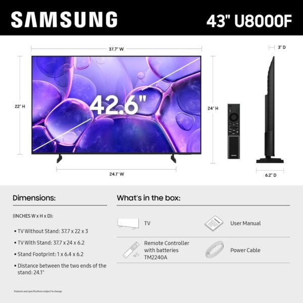 Samsung 43" Crystal UHD 4K Smart TV U8000F - Image 2