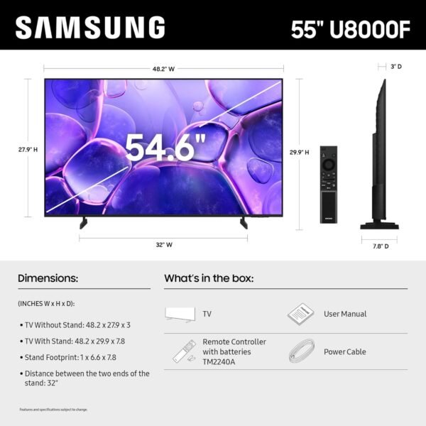 Samsung 55" Crystal UHD 4K Smart TV U8000F - Image 3