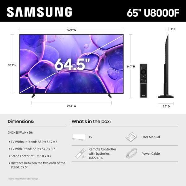 Samsung 65" Crystal UHD 4K Smart TV U8000F - Image 3