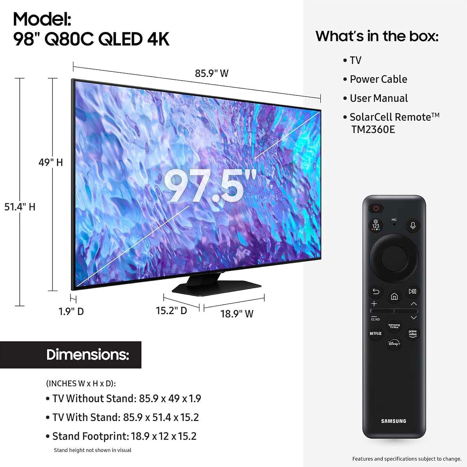 Samsung 98" QLED 4K Smart TV Q80C - Image 3