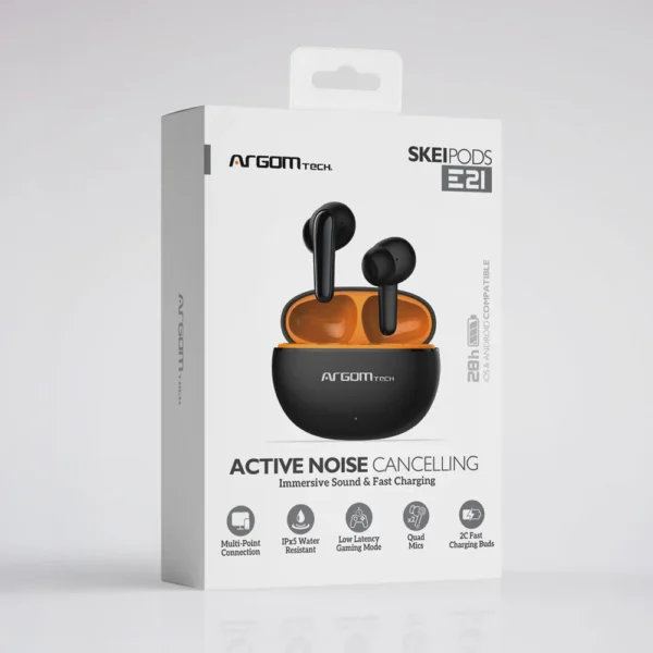 ArgomTech SkeiPods E21 Wireless Stereo Black Earbuds - Image 2