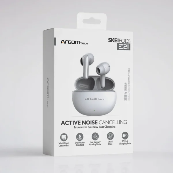 ArgomTech SkeiPods E21 Wireless Stereo White Earbuds - Image 2
