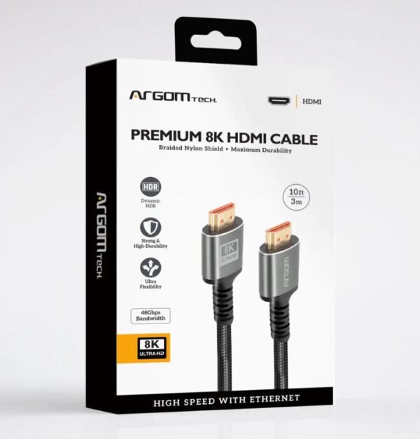 Argom HDMI 8K Cable – 60Hz Ultra High-Speed Braided 10FT - Image 2