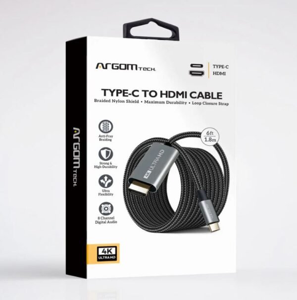 Argom Type-C to HDMI 4K Nylon Braided Cable 1.8M/6FT - Image 2