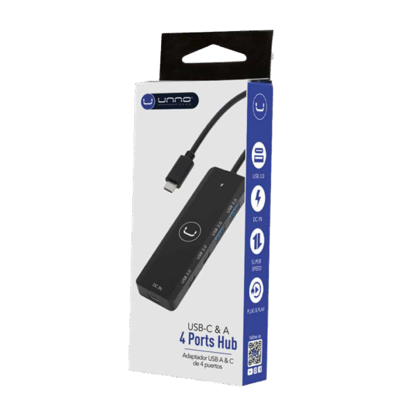 Unno Tekno 4 Ports USB-C and USB-A 3.0 Hub - Image 3