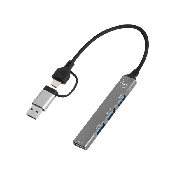 Unno Tekno 2-in-1 4 Port USB Hub
