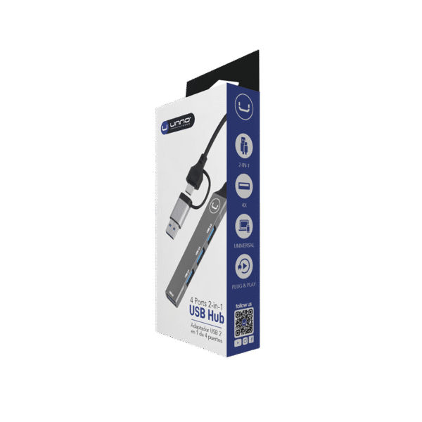 Unno Tekno 2-in-1 4 Port USB Hub - Image 2