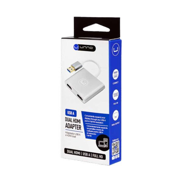 Unno Tekno USB A to Dual HDMI Port Adapter - Image 2