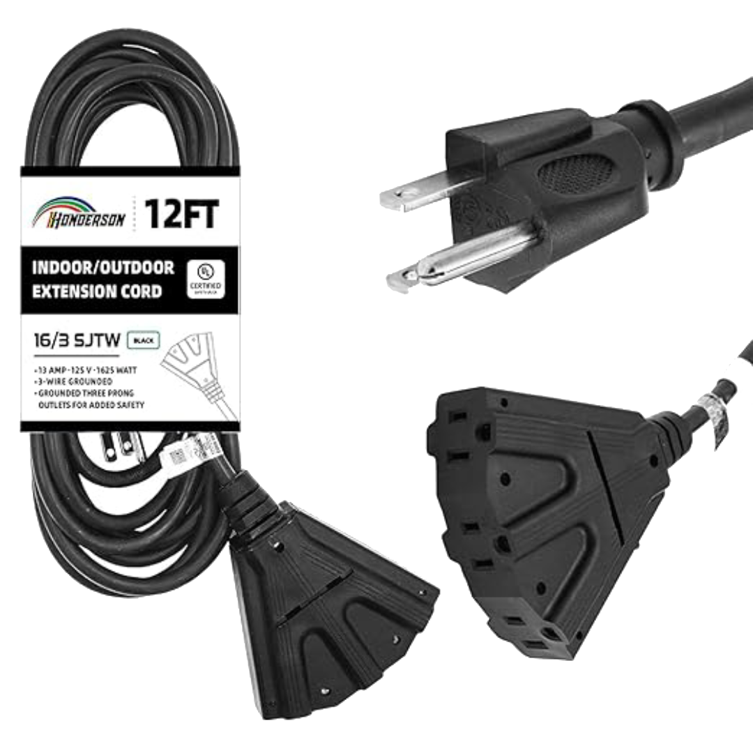 Honderson 3-Outlets Indoor Outdoor Extension Cord