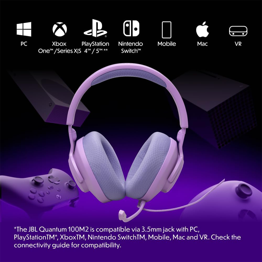 JBL Quantum 100M2 Wired Over Ear Gaming Headset – Purple - Image 3