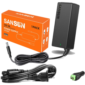 SANSUN 12V 5A (60W) AC/DC Power Adapter with 5.5x2.1mm Jack