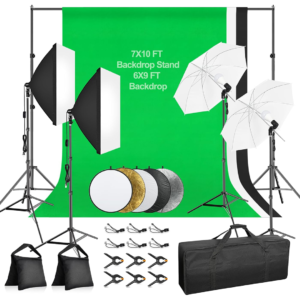 7x10ft Photography Lighting Kit with 3 Backdrops & Continuous Lighting