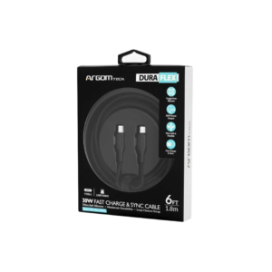 Argom Dura Flex Type-C to Lightning 30W Silicone Cable 1.8m/6ft – ARG-CB-0072BK