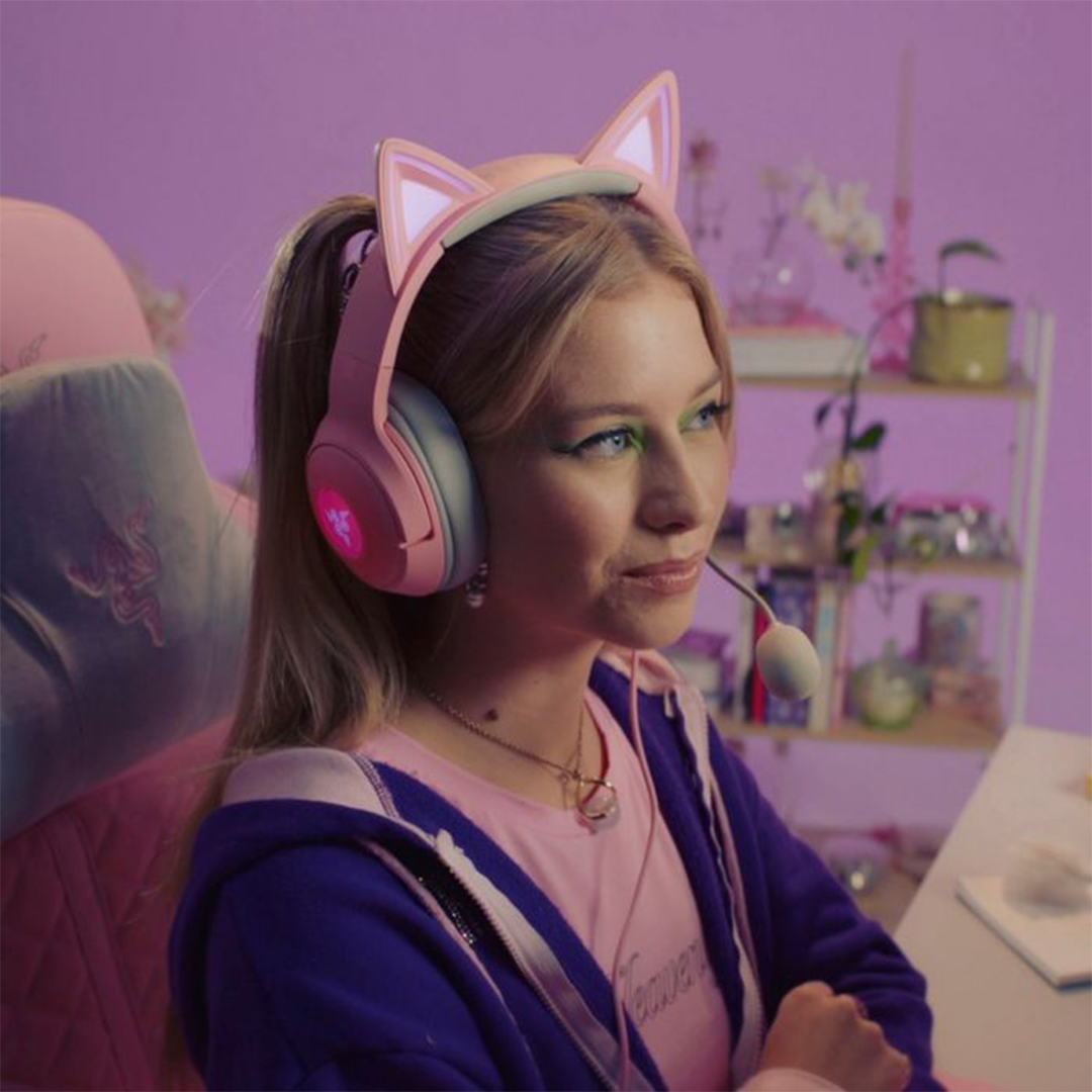 Razer Kraken Kitty V2 USB Wired Gaming Headset Pink - Image 3